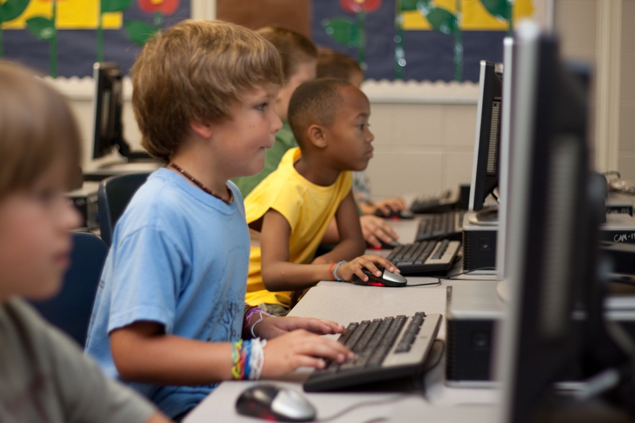 students taking test on computer