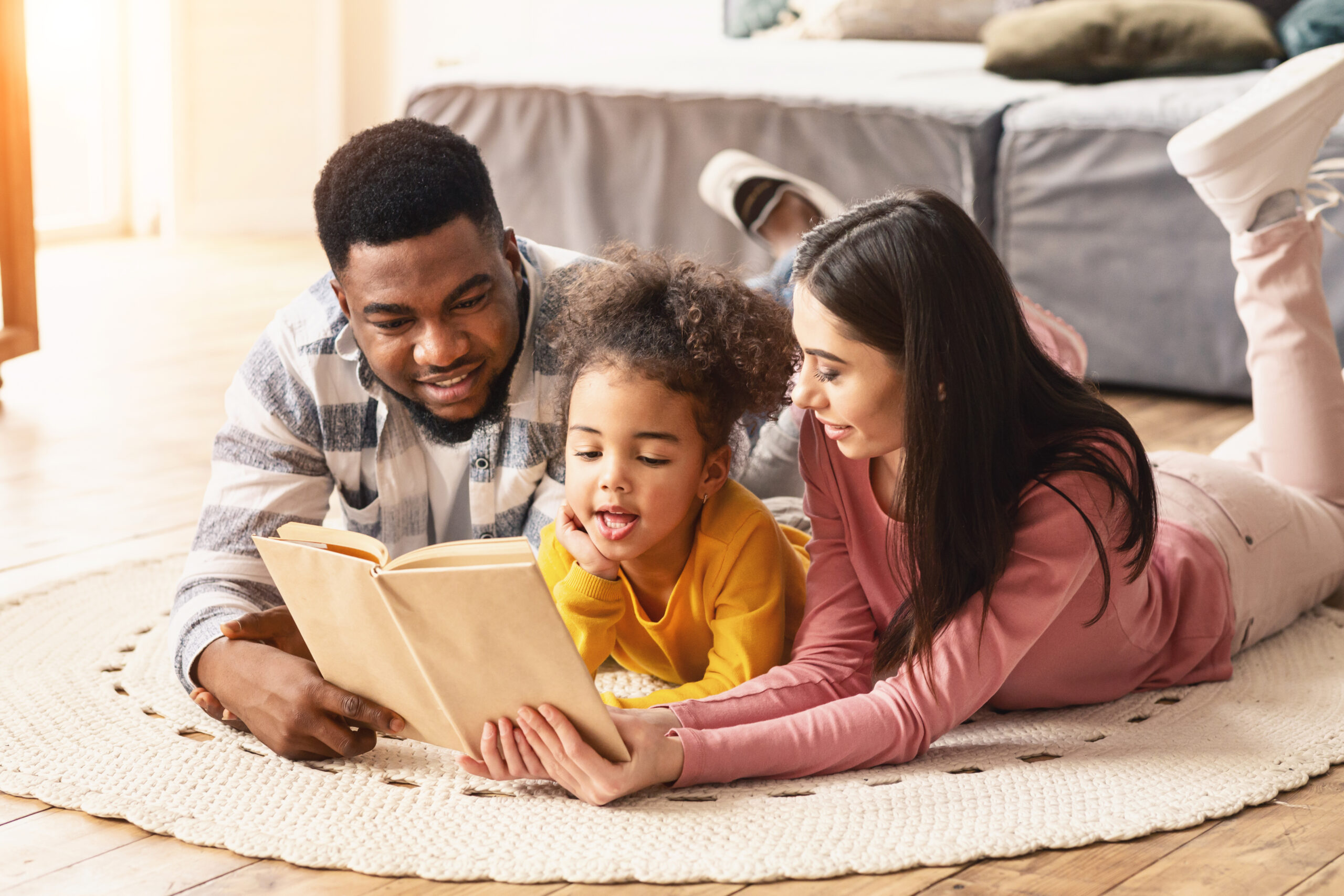 special education parents help daughter read.