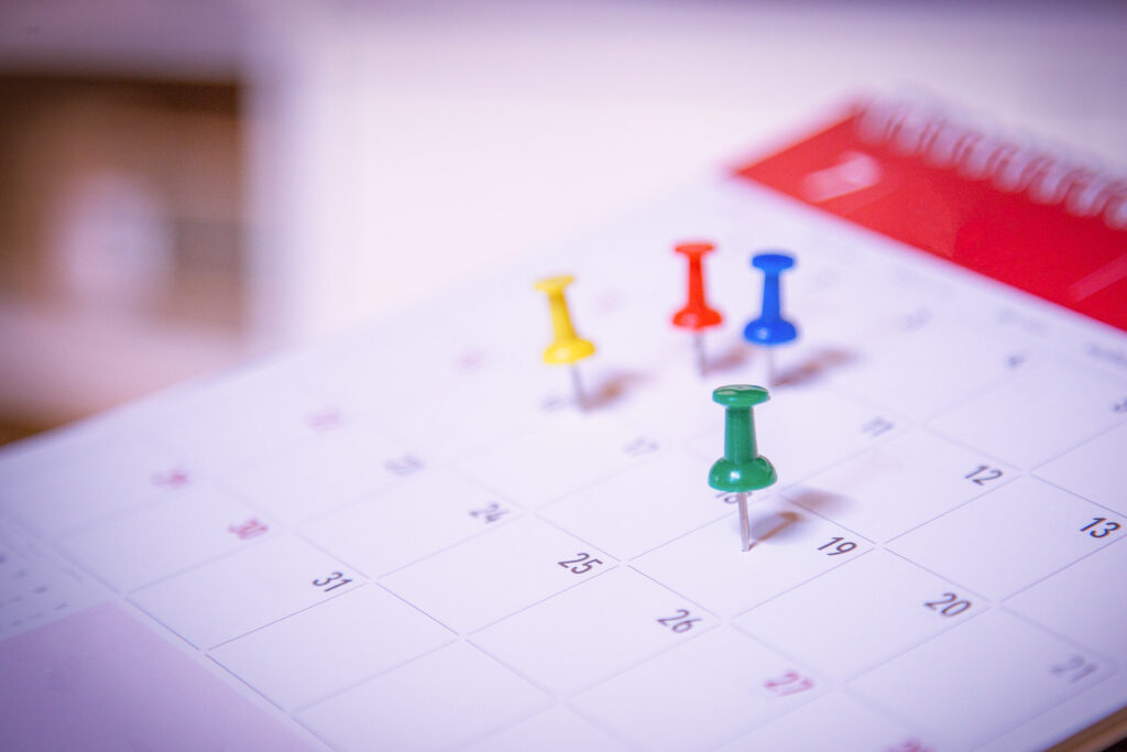 calendar with pins